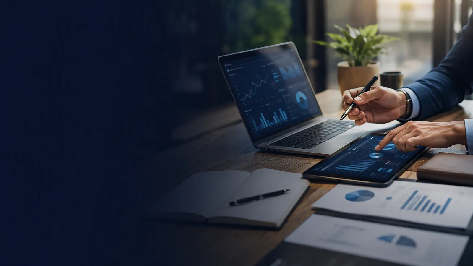 Illustrative professional workspace for online accounting